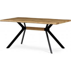 Jídelní stůl, 160x90x76 cm, MDF deska, 3D dekor divoký dub, kov, černý lak HT-863 OAK