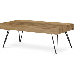 Konferenční stolek 110x60x42 cm, deska MDF, 3D dekor divoký dub, kov - černý mat AHG-266 OAK