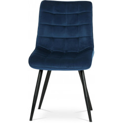 Židle jídelní, modrý samet, nohy černá kov CT-384 BLUE4