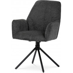 Jídelní židle tmavě šedá látka, područky, otočný mechanismus 180°, černý kov HC-522 GREY2