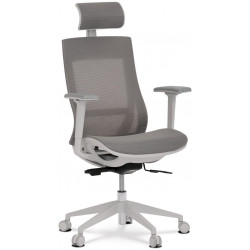 Kancelářská židle, šedá MESH síťovina, lankový mech., Plastový kříž, 3D područky, kolečka pro tvrdé podlahy KA-W004 GREY