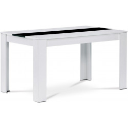 Jídelní stůl 138x80x75, MDF, bílé lamino, dekorativní černý pruh AT-B140 WT1