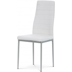 Židle jídelní, bílá koženka, šedý kov DCL-377 WT
