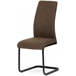 Židle jídelní, hnědá látka, kovová pohupová podnož, černý kov DCL-414 BR2