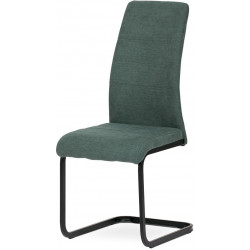 Židle jídelní, zelenomodrá látka, kovová pohupová podnož, černý kov DCL-414 GRN2