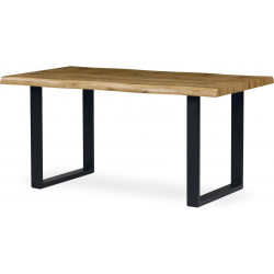 Jídelní stůl, 160x90x77 cm, MDF deska, 3D dekor divoký dub, kov, černý lak HT-865 OAK
