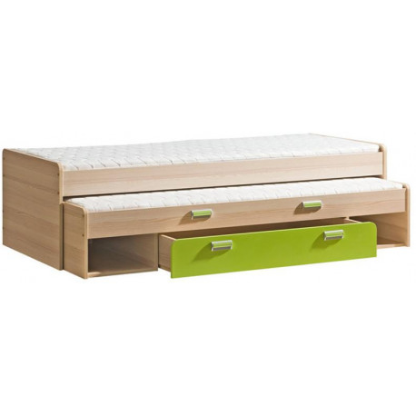 LIMO L16 výsuvná postel s úl. prostorem jasan/zelená