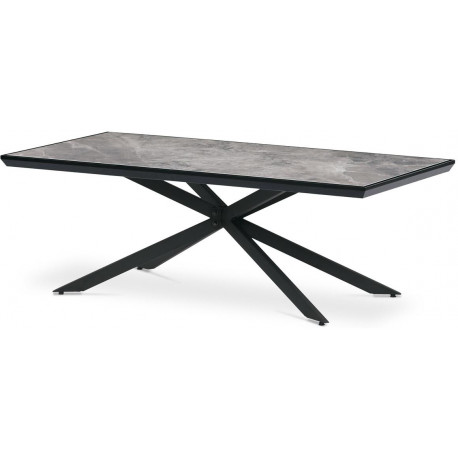 Stůl konferenční, deska slinutá keramika 120x60, šedý mramor, nohy černý kov AHG-288 GREY