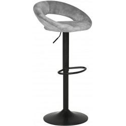 Židle barová, šedá sametová látka, černá podnož AUB-822 GREY4