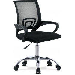 Kancelářská židle, potah černá látka MESH a síťovina MESH, výškově nastavitelná, kovový chromovaný kříž KA-L103 BK