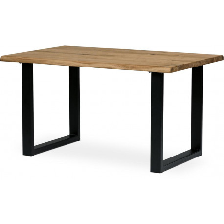 Stůl jídelní, 140x90x75 cm, masiv dub, kovová noha ve tvaru písmene "U", černý lak DS-U140 DUB