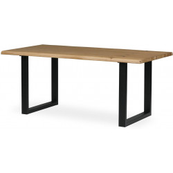 Stůl jídelní, 180x90x75 cm,masiv dub, kovová noha ve tvaru písmene "U", černý lak DS-U180 DUB