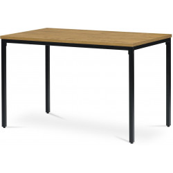 Stůl jídelní, 120x70 MDF deska, dýha divoký dub, kovové nohy, černý lak AT-631 OAK