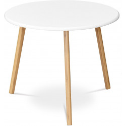 Stůl konferenční 60x60x50 cm,  MDF bílá deska,  nohy bambus přírodní odstín AF-1144 WT