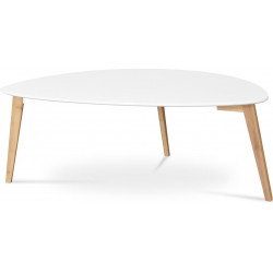 Stůl konferenční 120x60x45 cm,  MDF bílá deska,  nohy bambus přírodní odstín AF-1184 WT