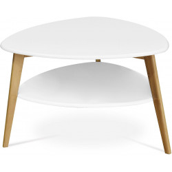 Stůl konferenční 78x77x50 cm,  MDF bílá deska,  nohy bambus přírodní odstín AF-1192 WT