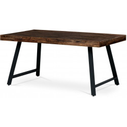 Jídelní stůl, 160x90x76 cm, MDF deska, dýha borovice, kovové nohy, černý lak HT-534 PINE