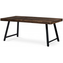 Jídelní stůl, 180x90x76 cm, MDF deska, dýha odstín borovice, kovové nohy, černý lak HT-536 PINE