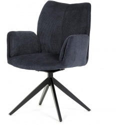 Židle jídelní, modrá látka, otočný mechanismus 180°, černý kov HC-993 BLUE2