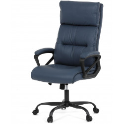 Kancelářská židle, tmavě modrá ekokůže, taštičkové pružiny, kovový kříž, kolečka na tvrdé podlahy KA-Y346 BLUE