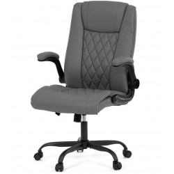 Kancelářská židle, šedá ekokůže, taštičkové pružiny, kovový kříž, kolečka na tvrdé podlahy KA-Y344 GREY