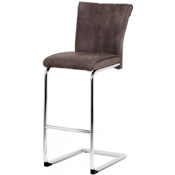 Barová židle, hnědá ekokůže v dekoru broušené kůže, chromovaná pohupová podnož BAC-192 BR