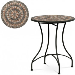 Zahradní stůl, deska z keramické mozaiky, kov, černý lak (designově k židli JF2226) JF2225