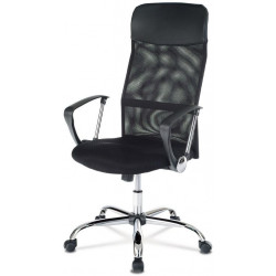Kancelářská židle s podhlavníkem z ekokůže, potah černá látka  MESH a síťovina MESH, houpací mechanismus, kovový kříž KA-E305 BK