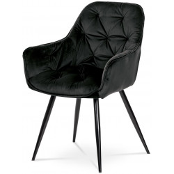 Jídelní židle, potah černá sametová látka, kovová 4nohá podnož, černý lak DCH-421 BK4
