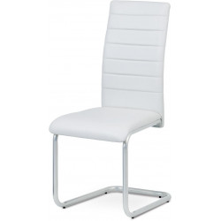 Jídelní židle, potah bílá ekokůže, kovová podnož, šedý matný lak DCL-102 WT