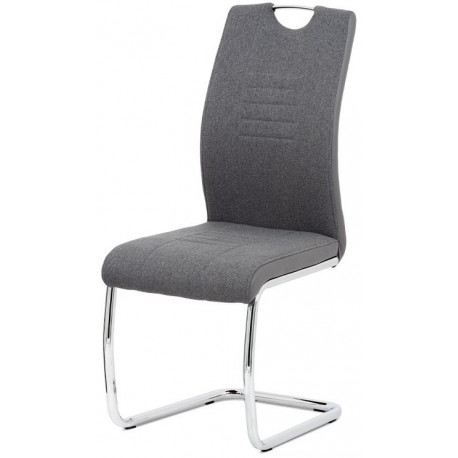 Jídelní židle, šedá látka-ekokůže, chrom DCL-405 GREY2