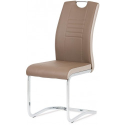 Jídelní židle chrom / koženka coffee + cappucino boky DCL-406 COF