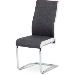 Jídelní židle šedá látka + bílá koženka / chrom DCL-428 GRWT2