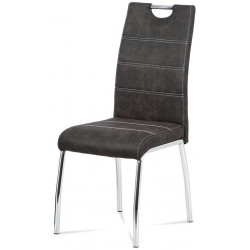 Jídelní židle, potah šedá látka COWBOY v dekoru vintage kůže, bílé prošití, kovo HC-486 GREY3