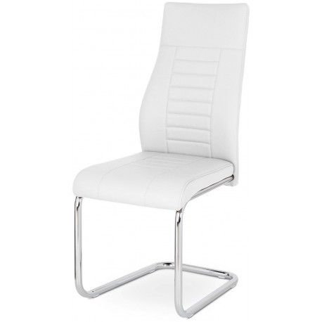 Jídelní židle, bílá koženka / chrom HC-955 WT