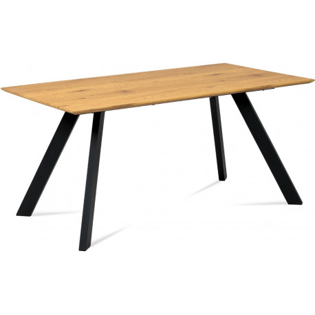 Jídelní stůl 160x90 cm, MDF dekor dub, kov černý mat HT-712 OAK