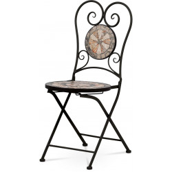 Zahradní židle, keramická mozaika, kovová konstrukce, černý matný lak JF2226