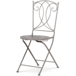 Zahradní židle, keramická mozaika, kovová konstrukce, šedý lak Antik (typově ke JF2229