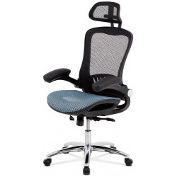 Kancelářská židle, synchronní mech., modrá MESH, kovový kříž KA-A185 BLUE