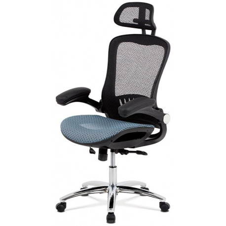 Kancelářská židle, synchronní mech., modrá MESH, kovový kříž KA-A185 BLUE