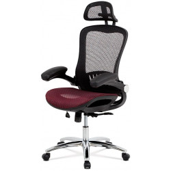 Kancelářská židle, synchronní mech., červená MESH, kovový kříž KA-A185 RED