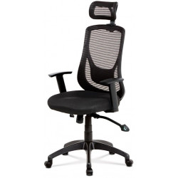 Kancelářská židle, synchronní mech., černá MESH, plast. kříž KA-A186 BK