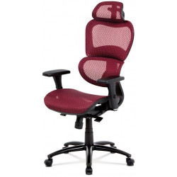 Kancelářská židle, synchronní mech., červená MESH, kovový kříž KA-A188 RED
