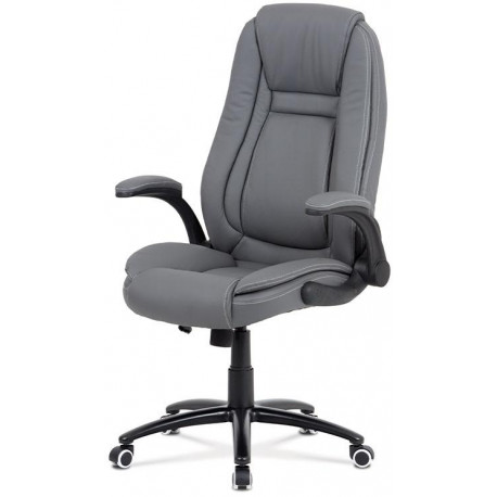 Kancelářská židle, potah šedá ekokůže, černý kovový kříž, houpací mechanismus, v KA-G301 GREY