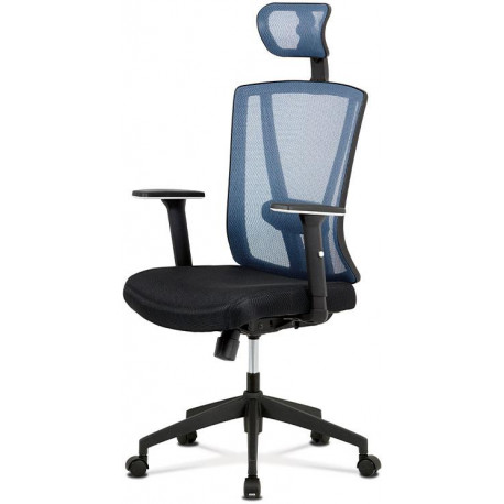 Kancelářská židle, černá MESH+modrá síťovina, plastový kříž, synchronní mechanis KA-H110 BLUE