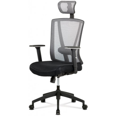 Kancelářská židle, černá MESH+šedá síťovina, plastový kříž, synchronní mechanism KA-H110 GREY
