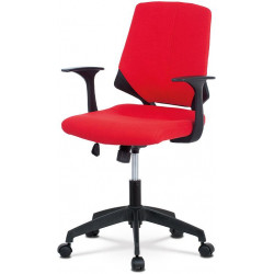 Juniorská kancelářská židle, potah červená látka, černý plast, houpací mechanism KA-R204 RED