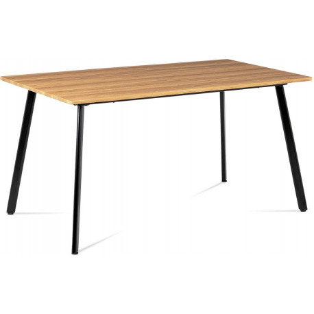 Jídelní stůl 150x80x76 cm, MDF dekor divoký dub, kovová čtyřnohá podnož, černý m MDT-2100 OAK