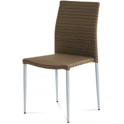 Zahradní židle, umělý ratan, kovová podnož, stříbrný lak, stohovatelná SOF039
