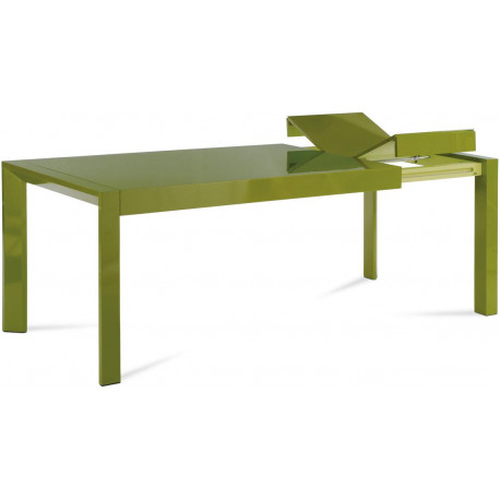 Jídelní stůl rozkl., 160+50x90 cm, vysoký lesk zelený WD-5829 GRN